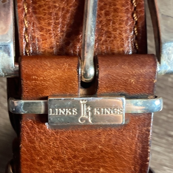 Mens Pre Owned Links & Kings Brown Italian Leather Golf Belt Size 40 - Picture 2 of 14